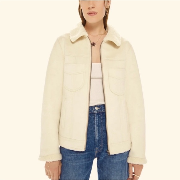 Mother Timber Cuffed Faux Suede/Sherpa Jacket in color:Somewhere Out There Sz L - Picture 4 of 14